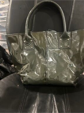 Orciani Olive Green Patent Tote